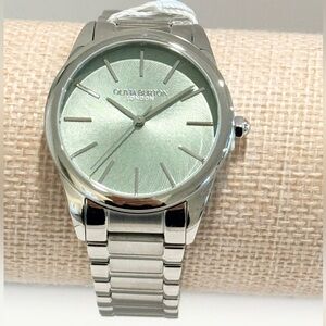 Olivia Burton 34mm Intensity Soft Green Swirl Silver Bracelet Watch
